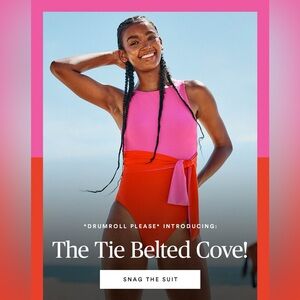 The belted Cove Summersalt Swim  Pink and Red One-Piece Swimsuit 8